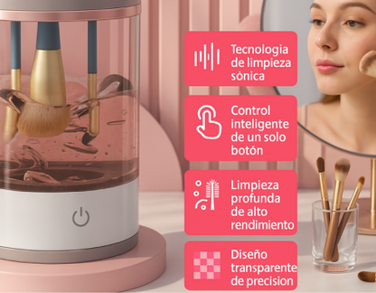 Limpiador de brochas de maquillajes portátil.