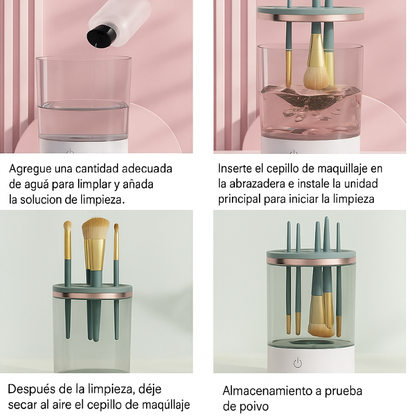 Limpiador de brochas de maquillajes portátil.