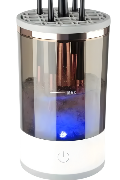 Limpiador de brochas de maquillajes portátil.